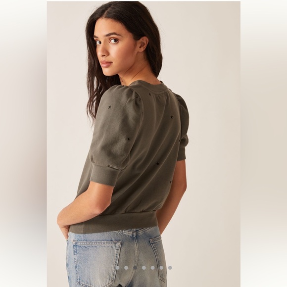 Anthropologie T.La Puff Sleeve Pullover Short Sleeve Sweatshirt XSP - Picture 3 of 6